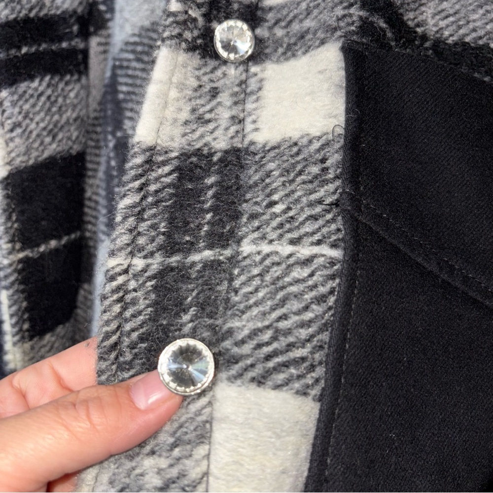 Zara Flannel button up Jacket Classic Plaid Black and white size S - Picture 11 of 13